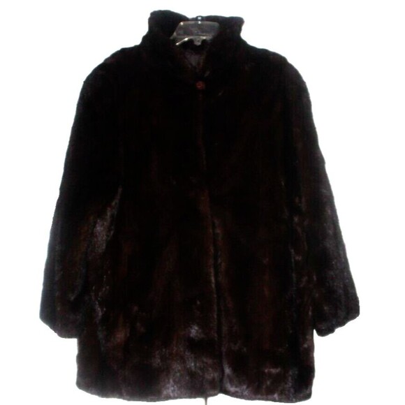 Carson Pirie Scott Mink Fur Stroller Coat Vintage Dark Brown Lined Luxury Jacket - Picture 1 of 4